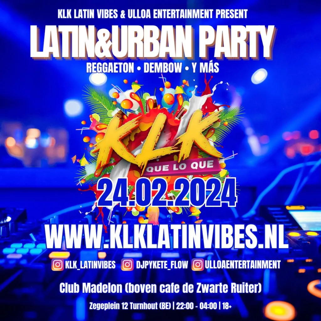 Flyer voor party KLK Latin Vibes